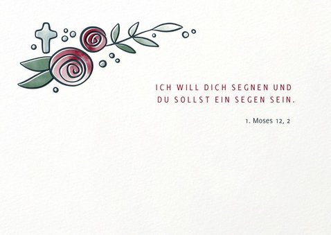 Einladung zur Taufe mit Taube und Rosen 2