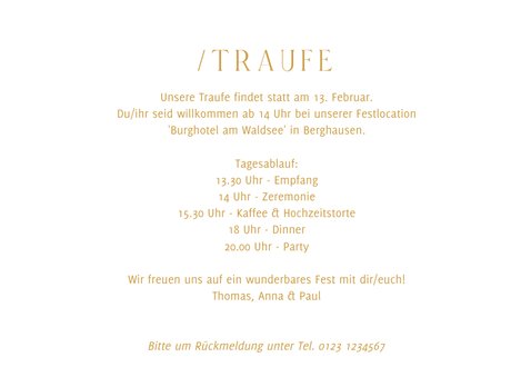 Einladung zur Traufe Goldschrift minimalistisch 3