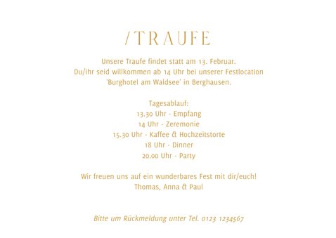Einladung zur Traufe Goldschrift minimalistisch 3