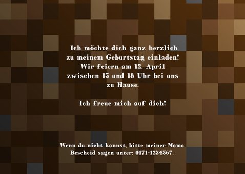 Einladungksarte zum Minecraft-Kindergeburtstag 3