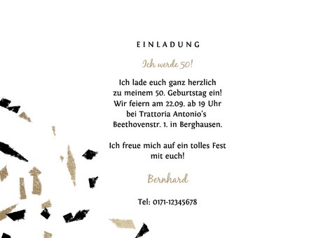 Einladungskarte 1976 Fotocollage und Konfetti 3