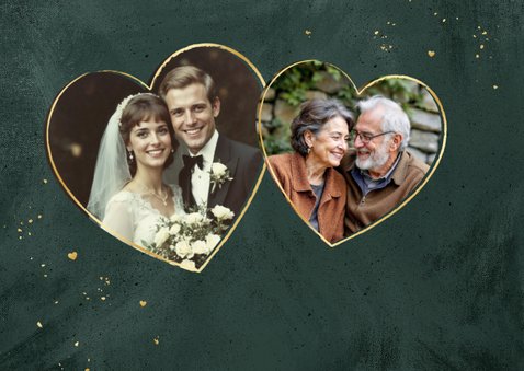 Einladungskarte 50. Hochzeitstag mit Fotos in Herzen 2