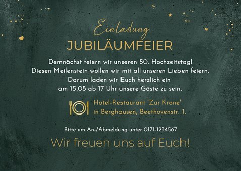 Einladungskarte 50. Hochzeitstag mit Fotos in Herzen 3