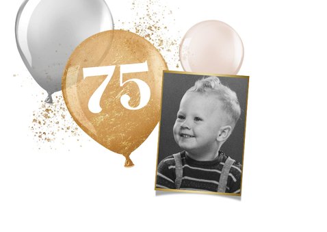Einladungskarte 75. Geburtstag Foto und Luftballons 2