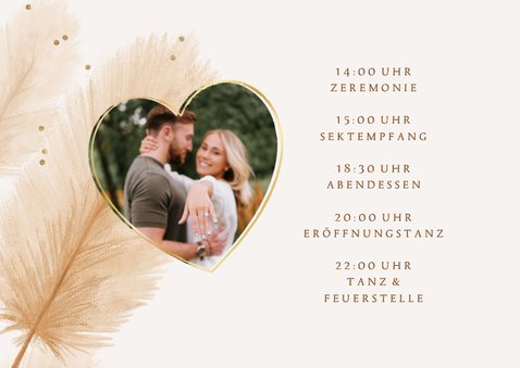 Einladungskarte Boho Pampasgras beige Trockenblumen 2