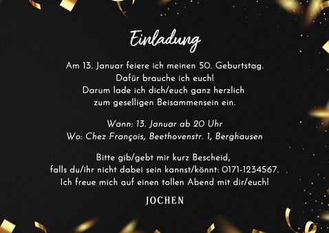 Einladungskarte 'Cheers to 50 years' mit Fotos 3