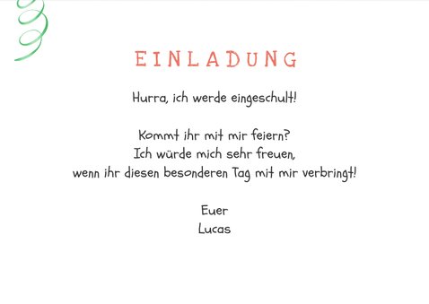 Einladungskarte Einschulung Foto und Schultütengirlande 3