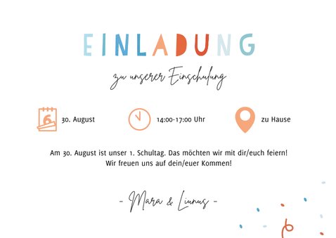 Einladungskarte Einschulung Zwillingseulen 3