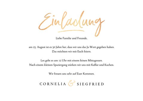 Einladungskarte goldene Hochzeit rosa Rosen 3