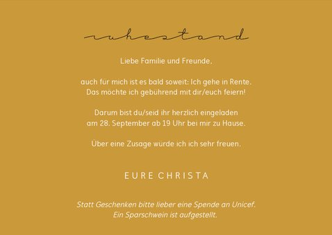 Einladungskarte Goldener Ruhestand 3