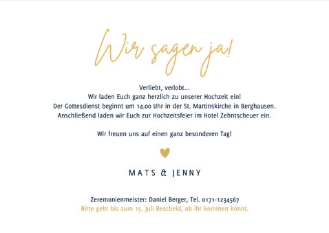Einladungskarte Hochzeit klassisch Dunkelblau 3