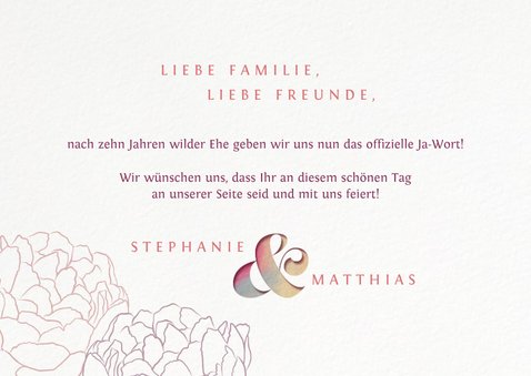 Einladungskarte mit Pfingstrosen und Ampersand 3