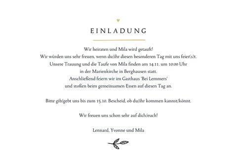 Einladungskarte Traufe Foto & Illustration klassisch 3