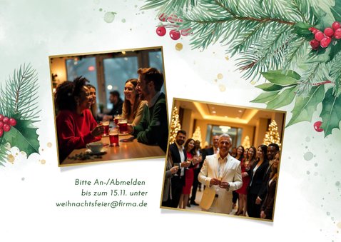 Einladungskarte Weihnachtsfeier Firma Tannenzweige 2