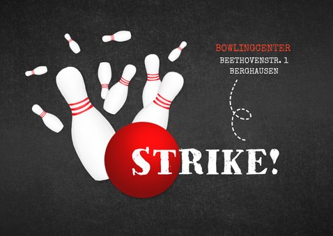 Einladungskarte zum Bowling 9. Kindergeburtstag 2