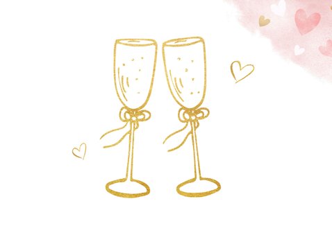 Einladungskarte zum Hochzeitstag Champagnergläser gold 2