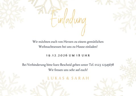 Einladungskarte zum Weihnachtsessen Schneeflocken 3