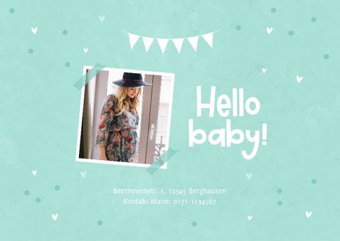 Einladungskarte zur Babyparty mintgrün 2