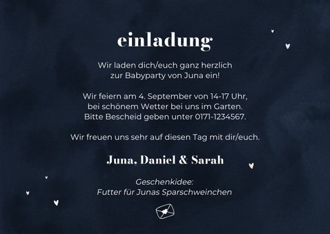 Einladungskarte zur Babyparty Regenbogentext 3