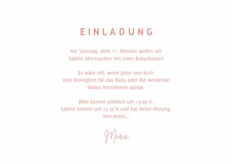 Einladungskarte zur Babyparty rosa 3