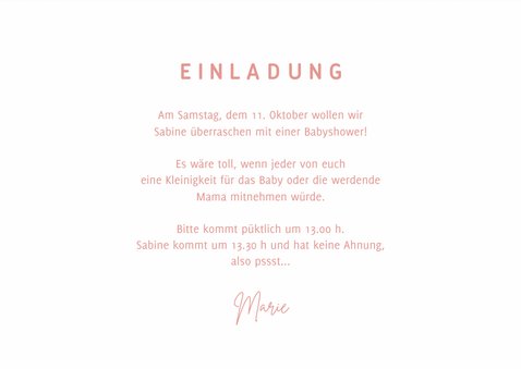 Einladungskarte zur Babyparty rosa 3