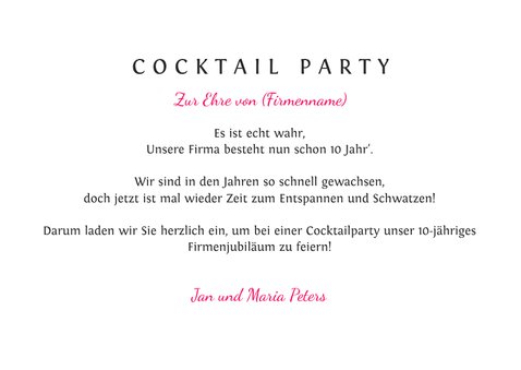 Einladungskarte zur Cocktail Party 3
