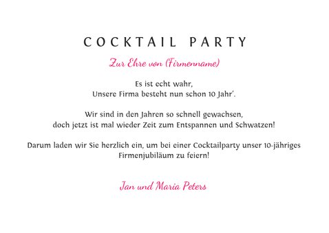 Einladungskarte zur Cocktail Party 3