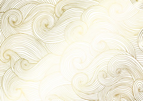 Einladungskarte zur Goldhochzeit mit goldenen Wellen Rückseite