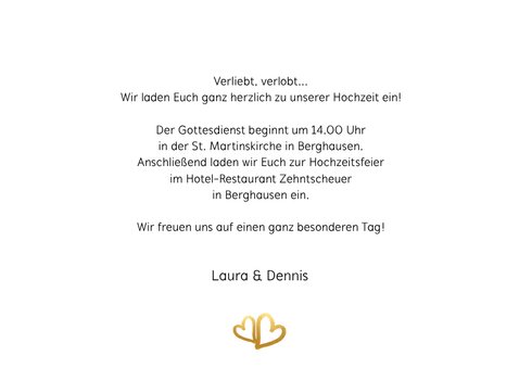 Einladungskarte zur Hochzeit Buchstaben in Goldlook 3