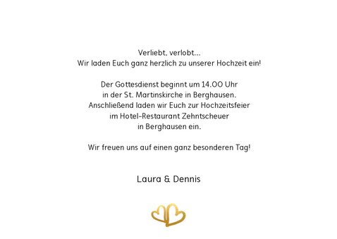 Einladungskarte zur Hochzeit Buchstaben in Goldlook 3