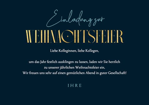 Einladungskarte zur Weihnachtsfeier elegante Schrift 3