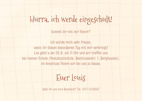 Einschulungskarte Foto & Schulsachen 3