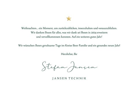 Firmen-Weihnachtskarte 'Danke' Zweige Goldschrift 3