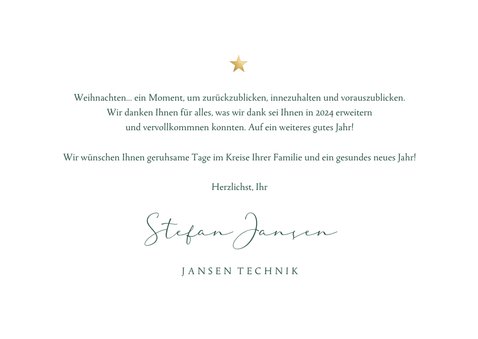 Firmen-Weihnachtskarte 'Danke' Zweige Goldschrift 3