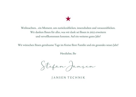 Firmen-Weihnachtskarte 'Danke' Zweige Goldschrift 3
