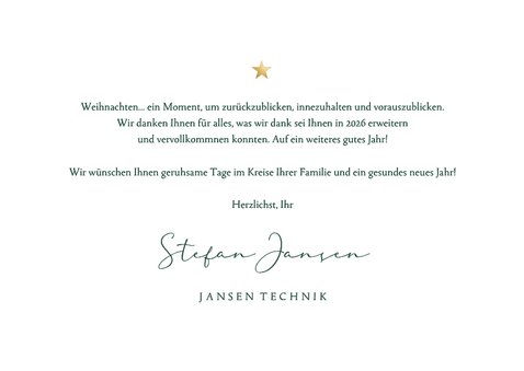 Firmen-Weihnachtskarte 'Danke' Zweige Goldschrift 3