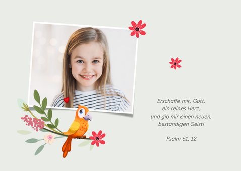 Firmungskarte Fotos Blumen & Papagei 2