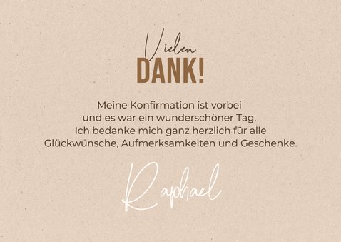 Foto-Dankeskarte Konfirmation beige Papierstruktur 3