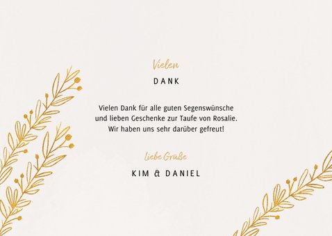 Foto-Danksagung zur Taufe botanischer Look 3