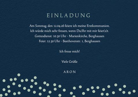 Foto-Einladung zur Kommunion grüne Konfetti 3