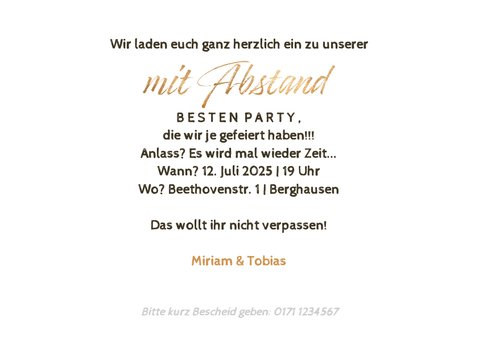 Foto-Einladung zur mit Abstand besten Party 3