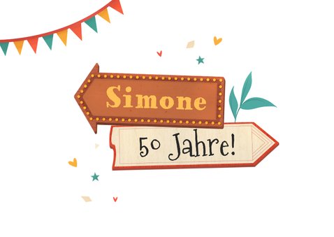 Foto-Einladungskarte Gartenparty Wegweiser  2