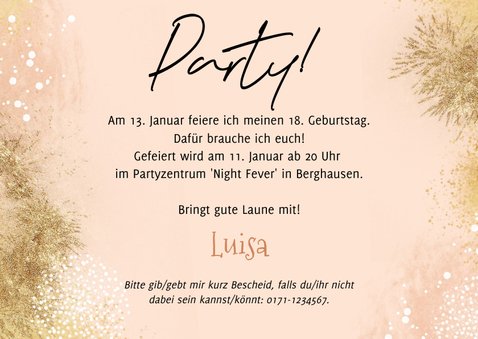 Foto-Einladungskarte 'Glitter & Glamour' Geburtstagsparty 3