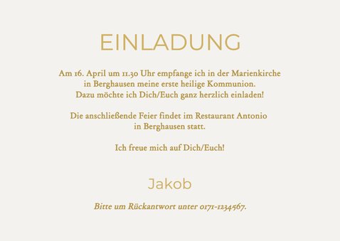 Foto-Einladungskarte Kommunion goldene Kirche 3