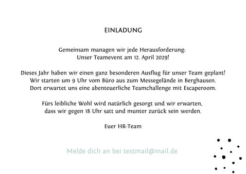 Foto-Einladungskarte Teambuilding Betriebsausflug  3