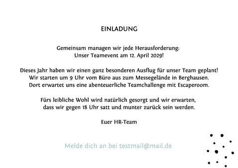 Foto-Einladungskarte Teambuilding Betriebsausflug 3