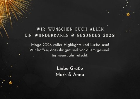 Foto-Neujahrskarte Luftballon 2026 Feuerwerk 3