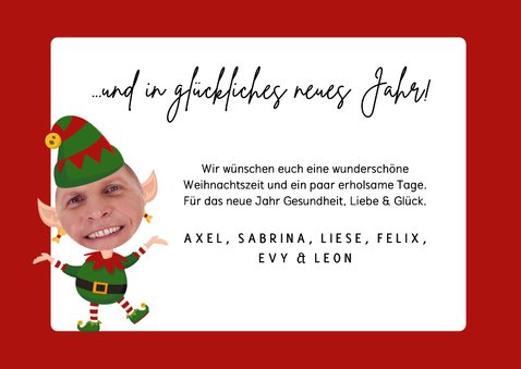 Foto-Weihnachtskarte sechs Wichtel 3