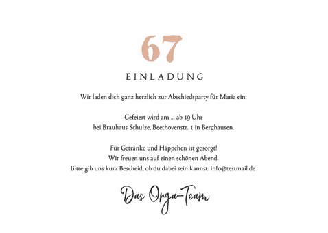 Fotokarte Einladung Rentenfeier Glitzer Konfetti 3