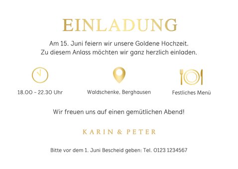 Fotokarte Einladung zur goldenen Hochzeit 3